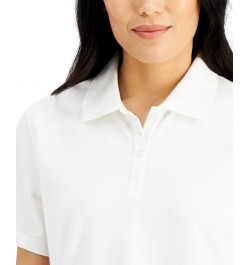 Petite Knit Cotton Polo Bright White $9.50 Tops