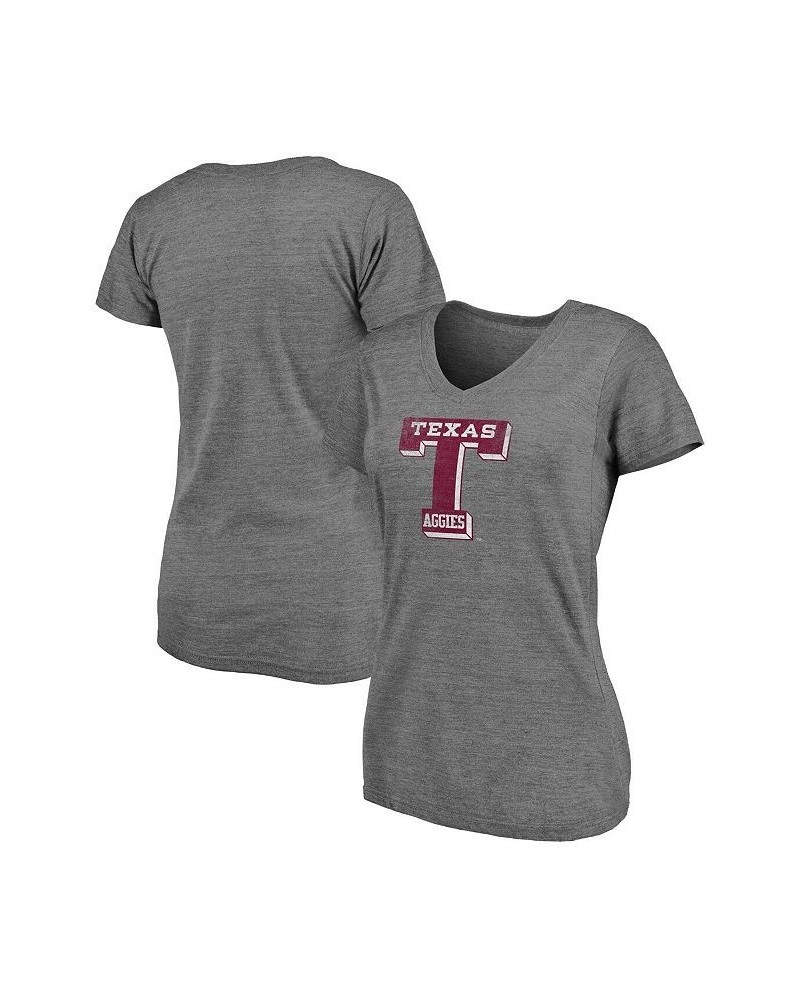 Women's Branded Heathered Gray Texas A M Aggies Vault Primary Logo V-Neck Tri-Blend T-shirt Heathered Gray $23.99 Tops