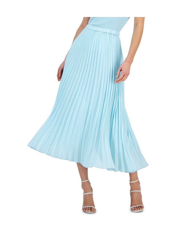 Women's Pleated Pull-On Midi Skirt Ocean Sky $49.05 Skirts