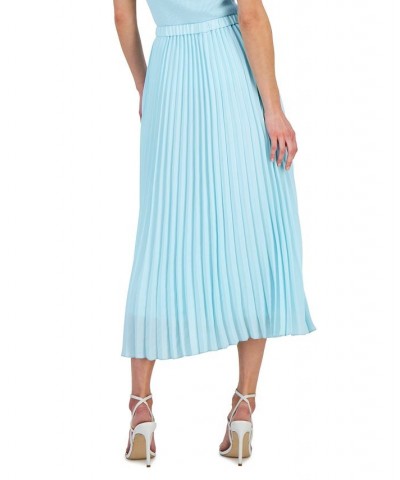 Women's Pleated Pull-On Midi Skirt Ocean Sky $49.05 Skirts