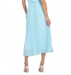 Women's Pleated Pull-On Midi Skirt Ocean Sky $49.05 Skirts