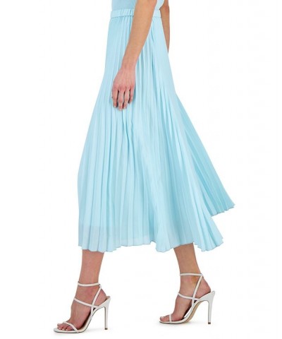 Women's Pleated Pull-On Midi Skirt Ocean Sky $49.05 Skirts