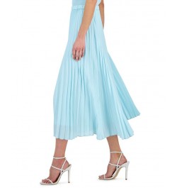 Women's Pleated Pull-On Midi Skirt Ocean Sky $49.05 Skirts