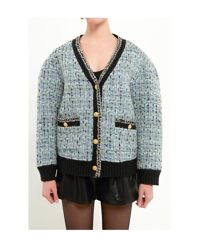 Women's Boucle Cardigan Blue $118.40 Sweaters