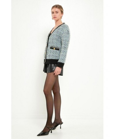 Women's Boucle Cardigan Blue $118.40 Sweaters