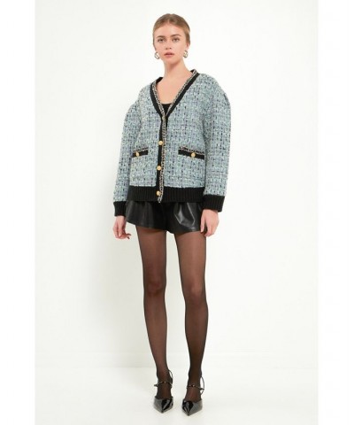 Women's Boucle Cardigan Blue $118.40 Sweaters