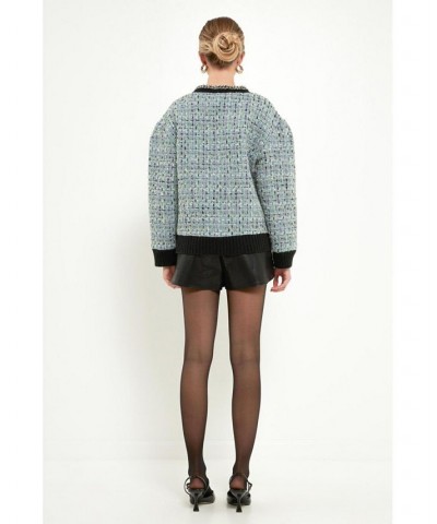 Women's Boucle Cardigan Blue $118.40 Sweaters