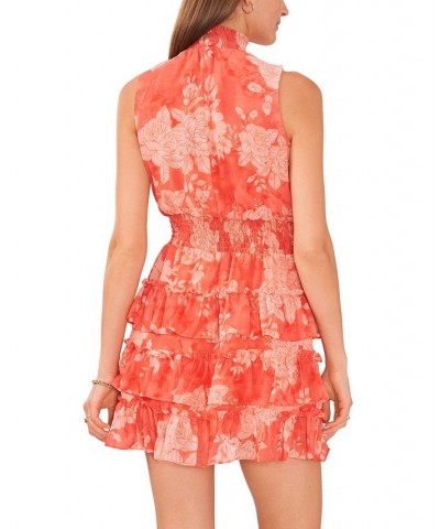 Women's Printed Sleeveless Smocked Neck Dress Rose of Sharon $25.25 Dresses