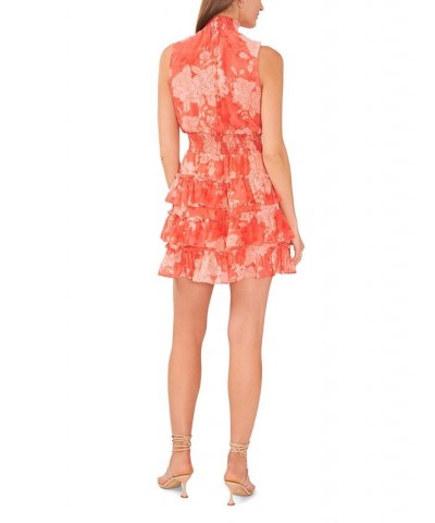 Women's Printed Sleeveless Smocked Neck Dress Rose of Sharon $25.25 Dresses