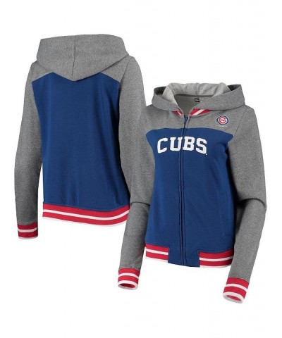 Women's Royal Chicago Cubs French Terry Varsity Full-Zip Hoodie Royal $35.25 Sweatshirts