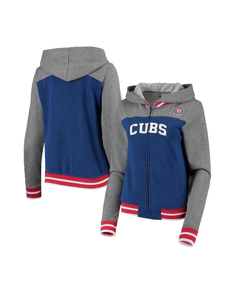 Women's Royal Chicago Cubs French Terry Varsity Full-Zip Hoodie Royal $35.25 Sweatshirts