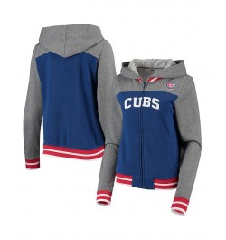 Women's Royal Chicago Cubs French Terry Varsity Full-Zip Hoodie Royal $35.25 Sweatshirts