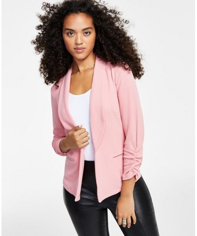 Petite Ruched-Sleeve Jacket Pink $20.85 Jackets