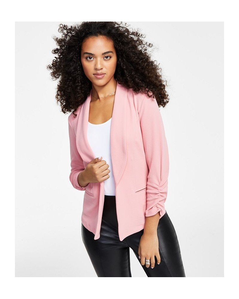 Petite Ruched-Sleeve Jacket Pink $20.85 Jackets