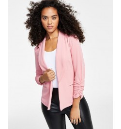 Petite Ruched-Sleeve Jacket Pink $20.85 Jackets