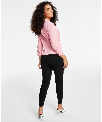 Petite Ruched-Sleeve Jacket Pink $20.85 Jackets