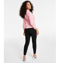 Petite Ruched-Sleeve Jacket Pink $20.85 Jackets