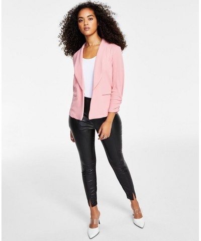 Petite Ruched-Sleeve Jacket Pink $20.85 Jackets