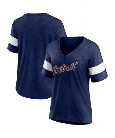 Women's Branded Heathered Navy Detroit Tigers Wordmark V-Neck Tri-Blend T-shirt Heathered Navy $21.12 Tops