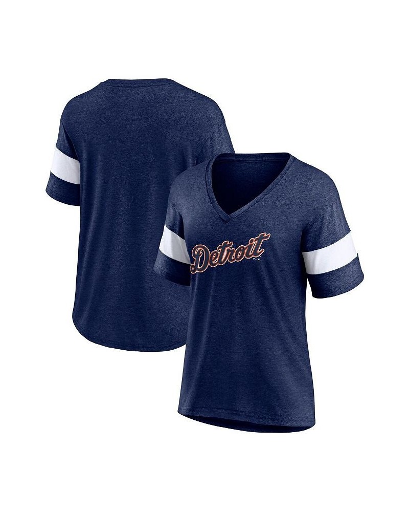 Women's Branded Heathered Navy Detroit Tigers Wordmark V-Neck Tri-Blend T-shirt Heathered Navy $21.12 Tops