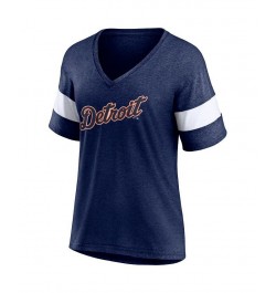 Women's Branded Heathered Navy Detroit Tigers Wordmark V-Neck Tri-Blend T-shirt Heathered Navy $21.12 Tops