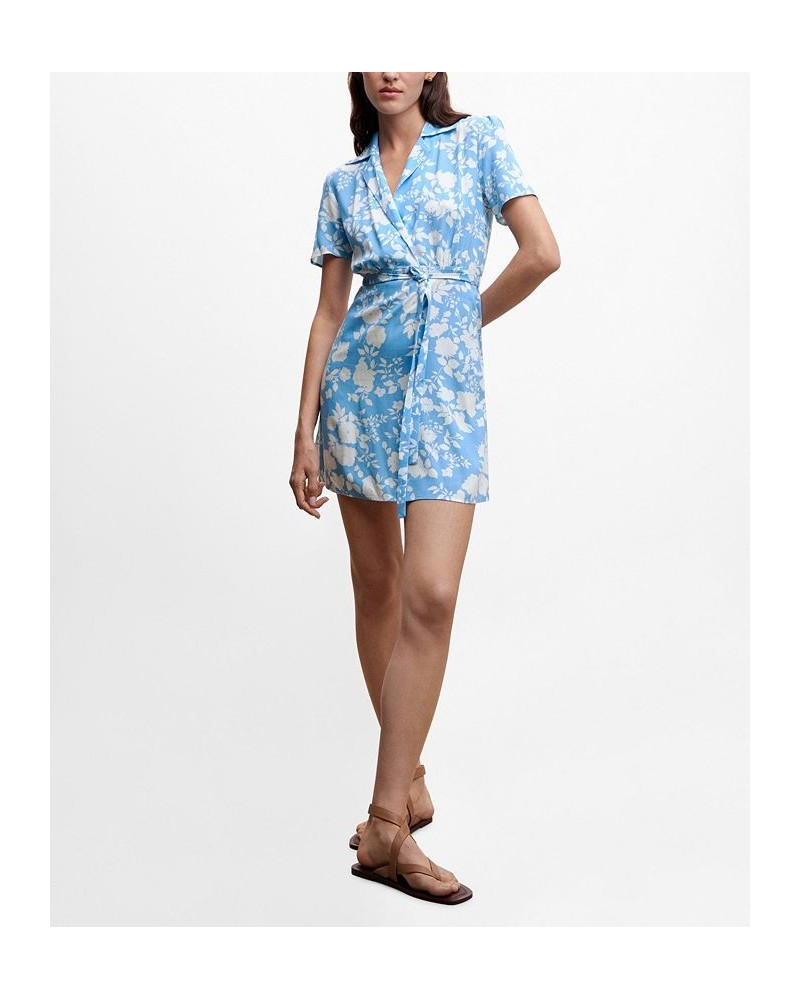 Women's Floral Shirt Dress Blue $26.40 Dresses