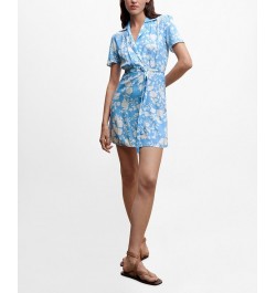 Women's Floral Shirt Dress Blue $26.40 Dresses