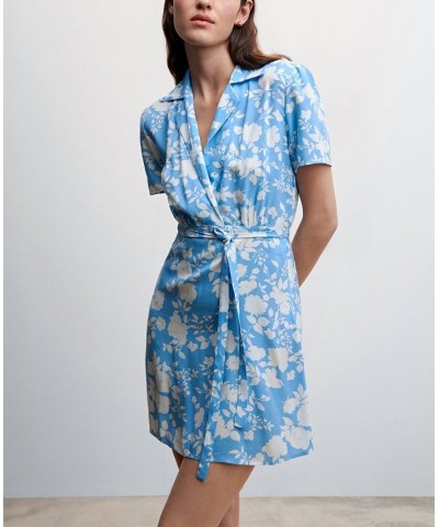 Women's Floral Shirt Dress Blue $26.40 Dresses