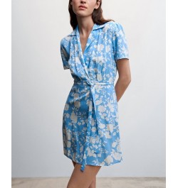 Women's Floral Shirt Dress Blue $26.40 Dresses