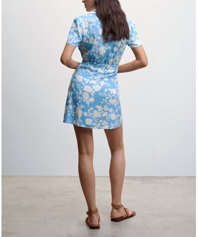 Women's Floral Shirt Dress Blue $26.40 Dresses