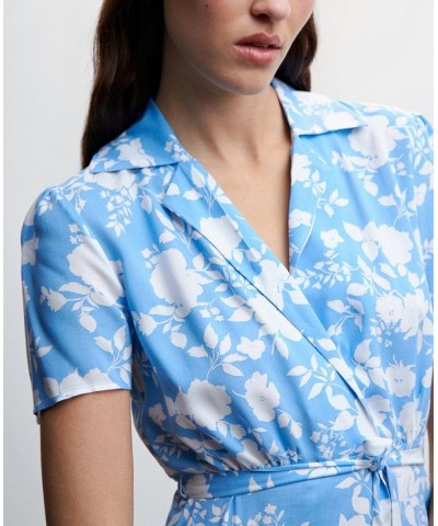 Women's Floral Shirt Dress Blue $26.40 Dresses