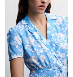 Women's Floral Shirt Dress Blue $26.40 Dresses