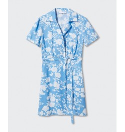 Women's Floral Shirt Dress Blue $26.40 Dresses