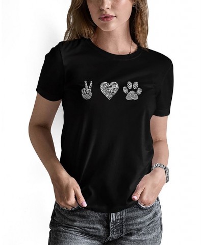 Women's Peace Love Dogs Word Art T-shirt Black $14.35 Tops