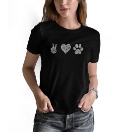 Women's Peace Love Dogs Word Art T-shirt Black $14.35 Tops