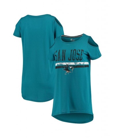 Women's Teal San Jose Sharks Clear The Bases Scoop Neck T-shirt Teal $22.22 Tops