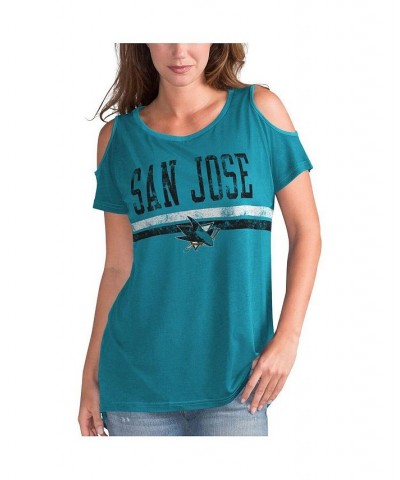 Women's Teal San Jose Sharks Clear The Bases Scoop Neck T-shirt Teal $22.22 Tops