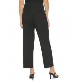 Women's High-Rise Twill Cropped Tie-Waist Pants Black $30.72 Pants