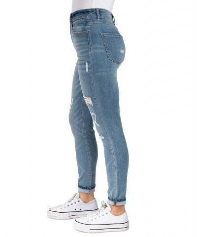 Juniors' Super High-Rise Ripped Skinny Jeans Medium Blue $15.40 Jeans