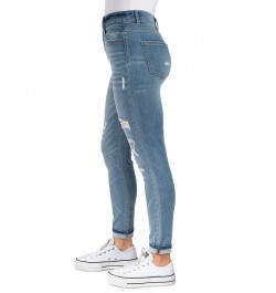 Juniors' Super High-Rise Ripped Skinny Jeans Medium Blue $15.40 Jeans