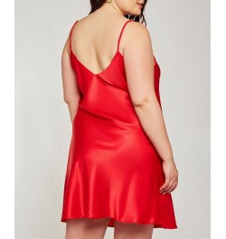 Plus Size Ultra Soft Satin Chemise Lingerie with Adjustable Straps Red $25.88 Lingerie