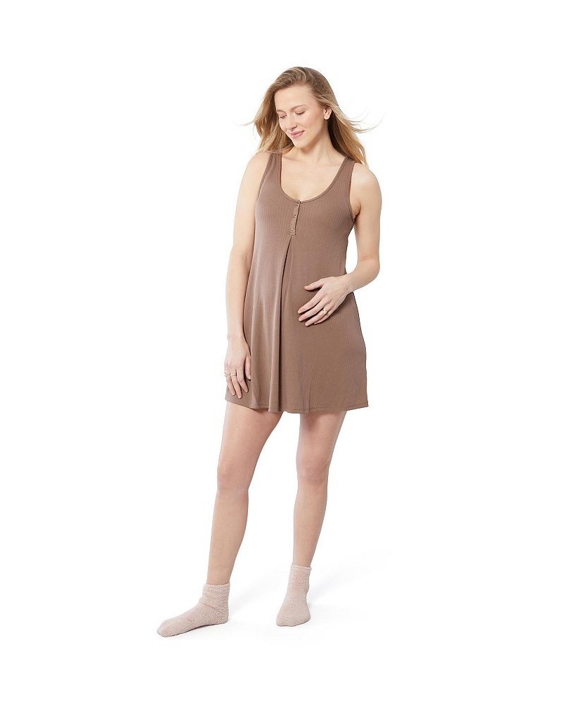 Women's Maternity Sleep Chemise Taupe $28.56 Sleepwear