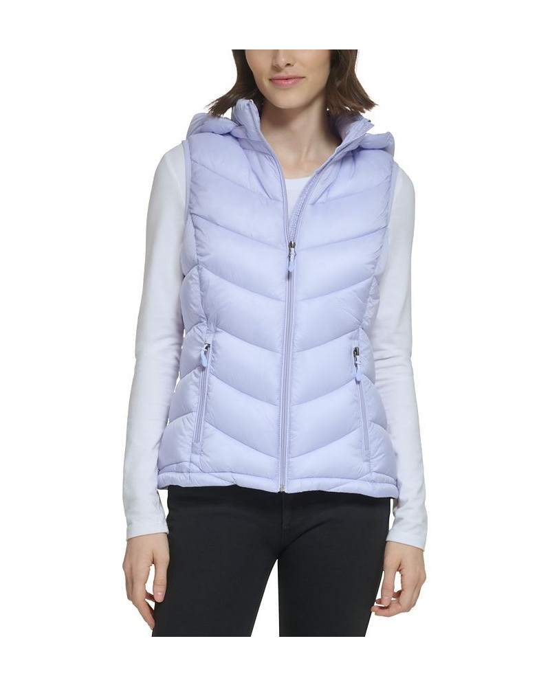 Women's Packable Hooded Puffer Vest Pacific Blue $16.40 Coats