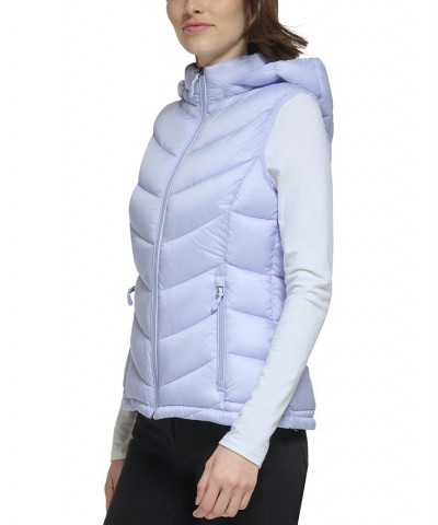 Women's Packable Hooded Puffer Vest Pacific Blue $16.40 Coats