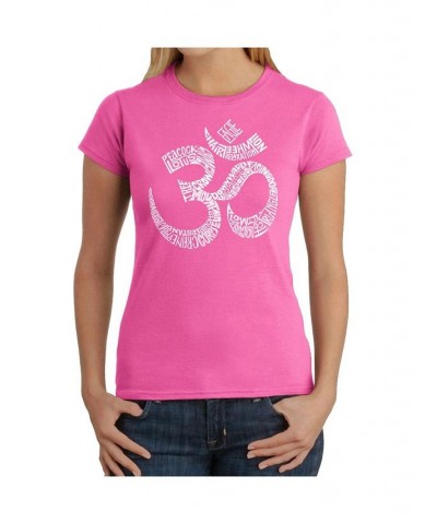 Women's Word Art T-Shirt - Poses Om Pink $20.88 Tops