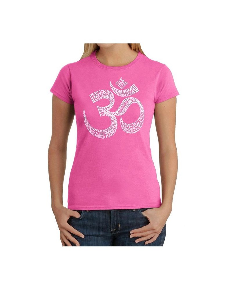 Women's Word Art T-Shirt - Poses Om Pink $20.88 Tops