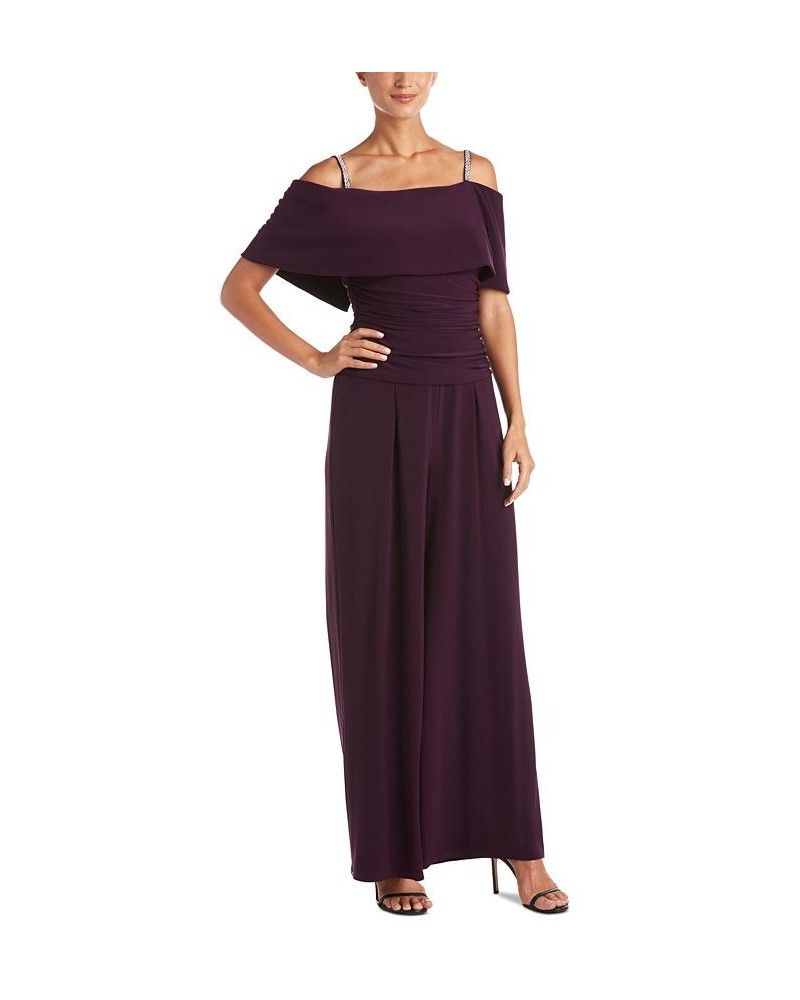 Petite Cold-Shoulder Jumpsuit Purple $44.69 Pants