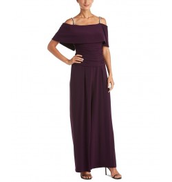 Petite Cold-Shoulder Jumpsuit Purple $44.69 Pants