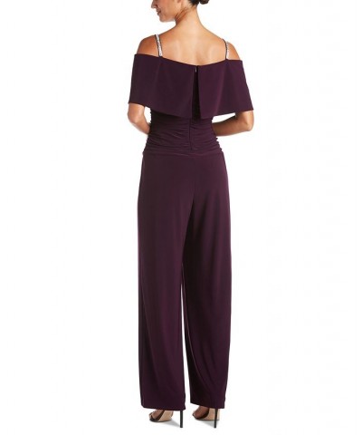 Petite Cold-Shoulder Jumpsuit Purple $44.69 Pants