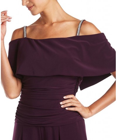 Petite Cold-Shoulder Jumpsuit Purple $44.69 Pants